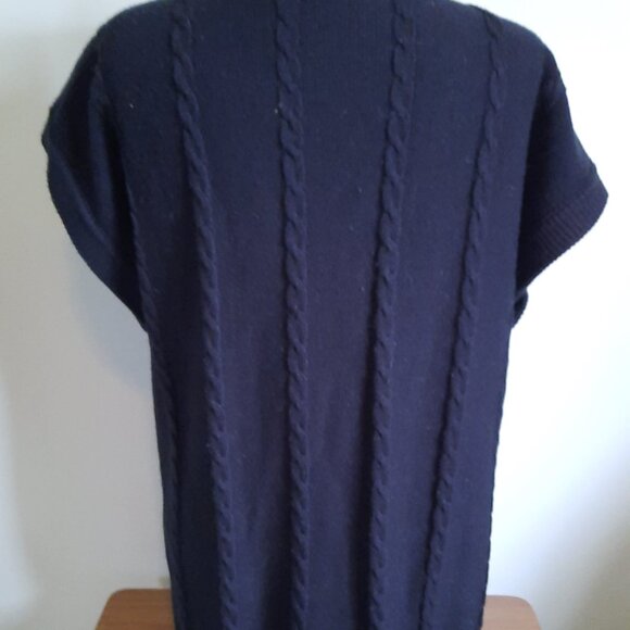 Vintage Button-up Black Sweater Vest With Tiny Knit People Oversized Streetwear - Picture 4 of 7